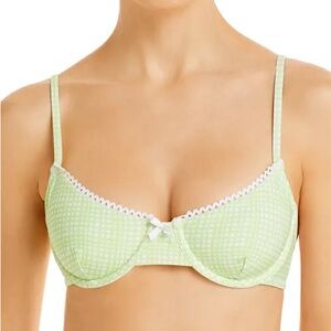 SOLID & STRIPED Light Green Checkered Bra